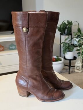 Coach Brown Leather Knee-High Heeled Boots